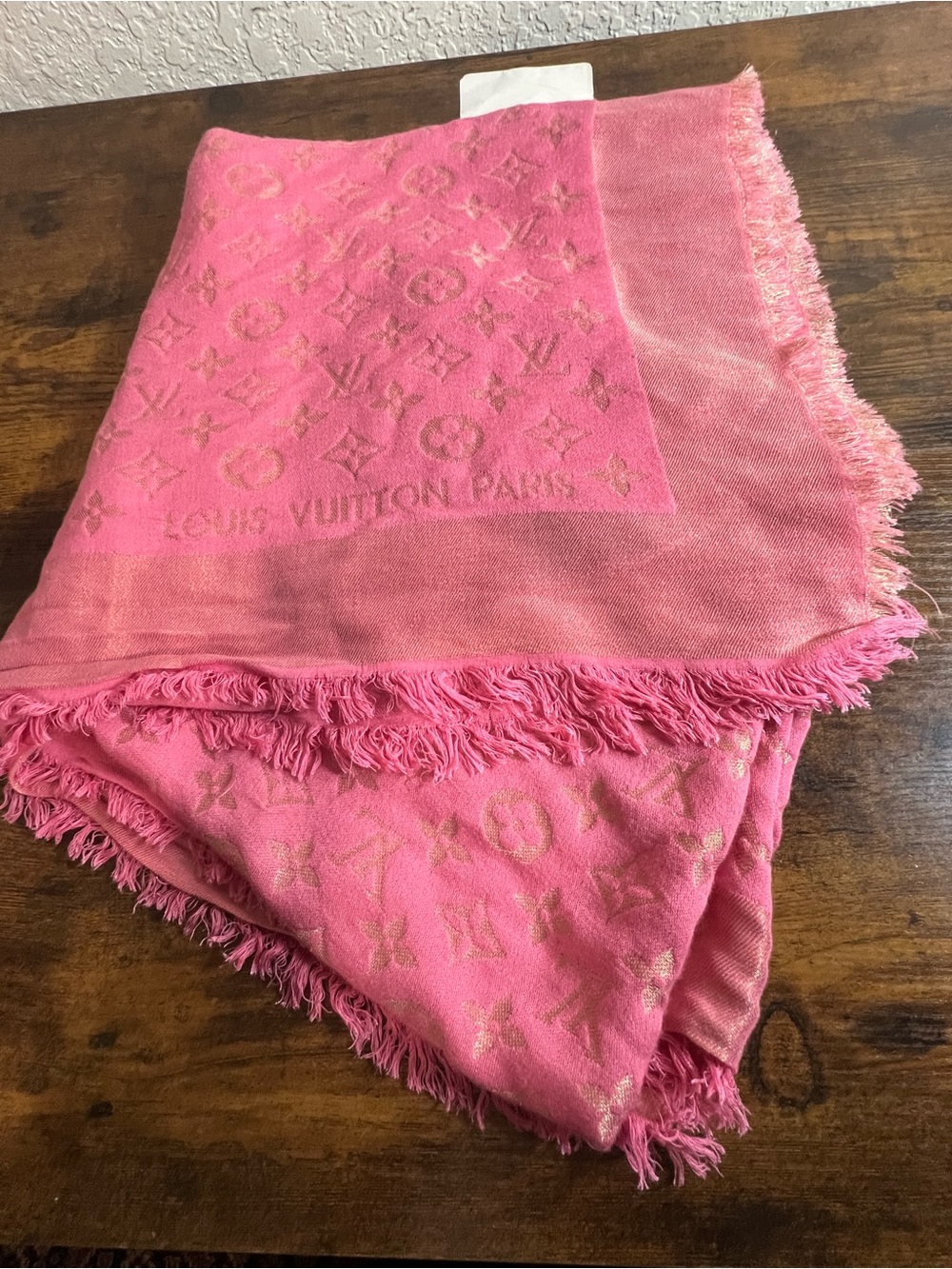 Louis Vuitton Hot Pink Monogram Fringed Shawl